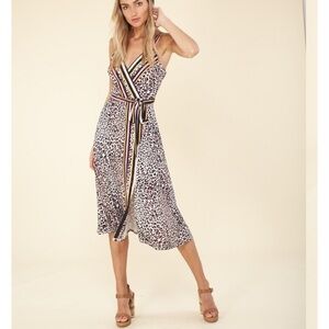 Hale Bob Leopard Print Dress with Stripes